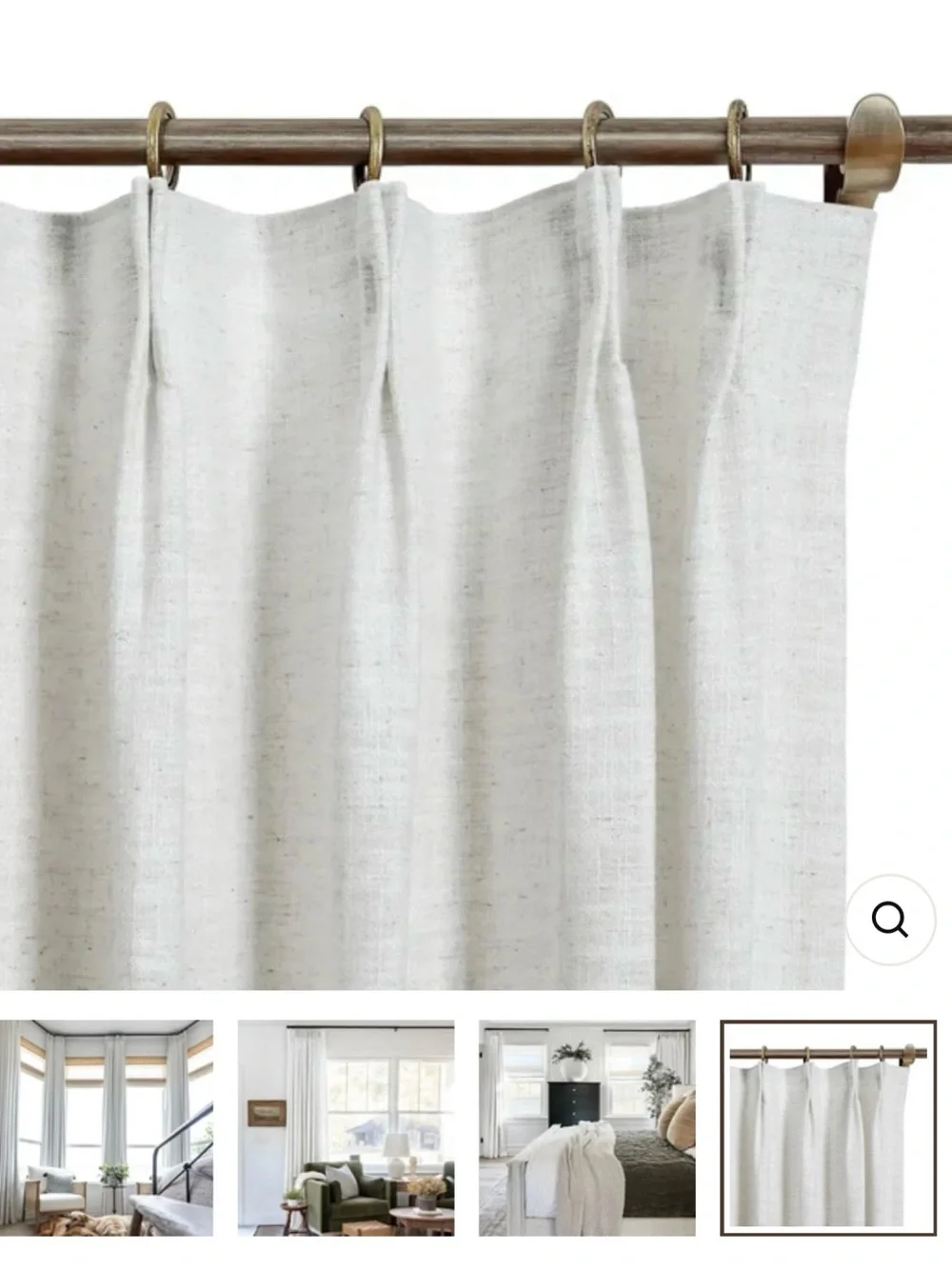 Two Pages Natural Pinch Pleat Window Curtain - Cream 52W X 120L 2 panels